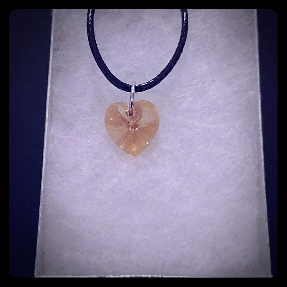Espresso Gold Crystal Heart Necklace